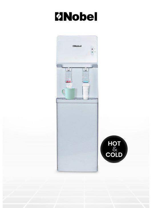 Water Dispenser, Hot & Cold, 2 Taps, Compressor Cooling, 5L/H Heating, 2L/H Cooling, Silicon Water Outlet Pipes NWD1603 White