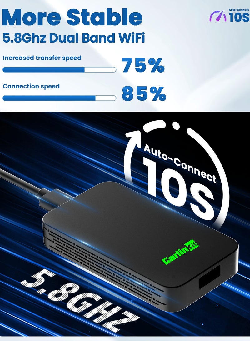 CarlinKit 5.0 Wireless CarPlay Mini Adapter Android Auto Dongle Wired To Wireless Car Play Box 5GWifi Bluetooth Auto Connect FOTA