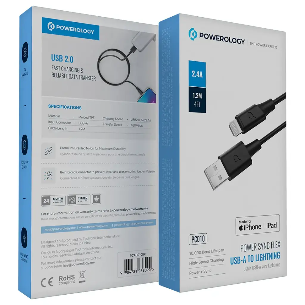 Powerology Power Sync Flex USB-A to Lightning Cable