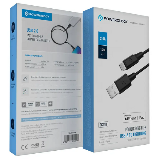 Powerology Power Sync Flex USB-A to Lightning Cable