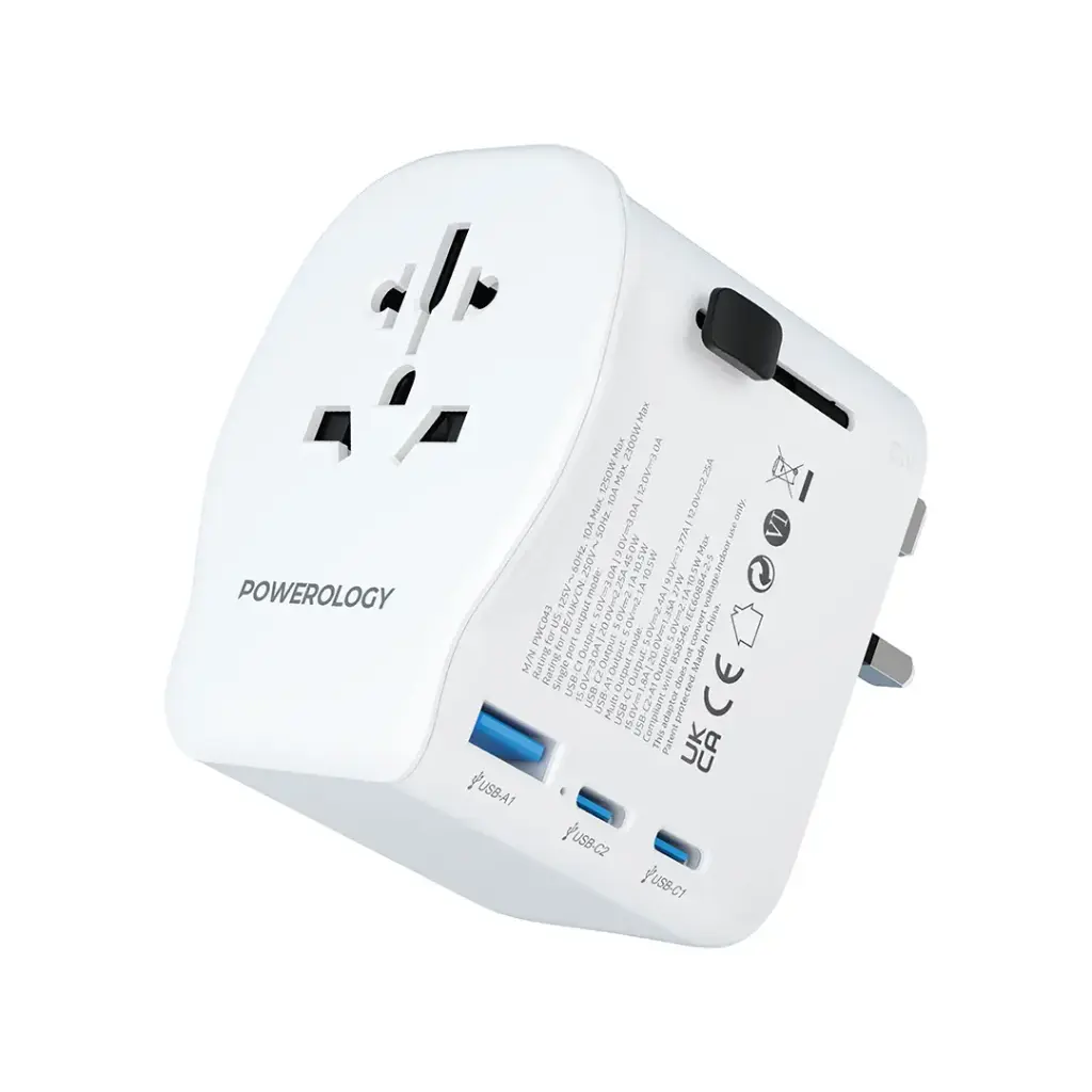 [PWCUQC043] Powerology Universal Travel Adapter 2300W - White