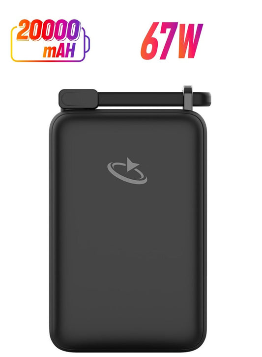 UltraCharge 20K Power Bank Built-in USB-C Cable & Mini Display, 67W Fast Charging, Portable Charger for iPhone 16/15, MacBook Pro/Air