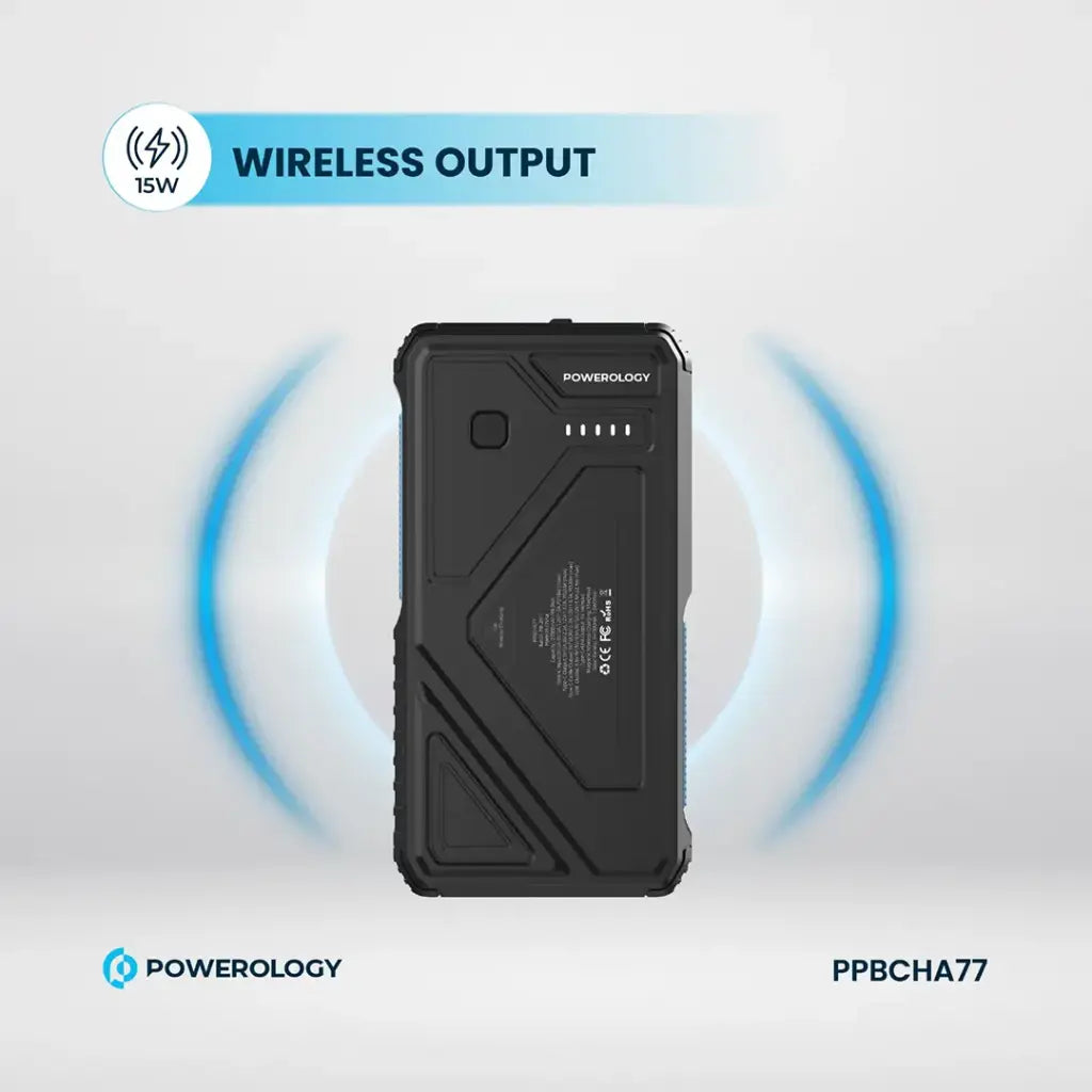 Powerology 27000mAh Solar Wireless Charging Power Bank - Black