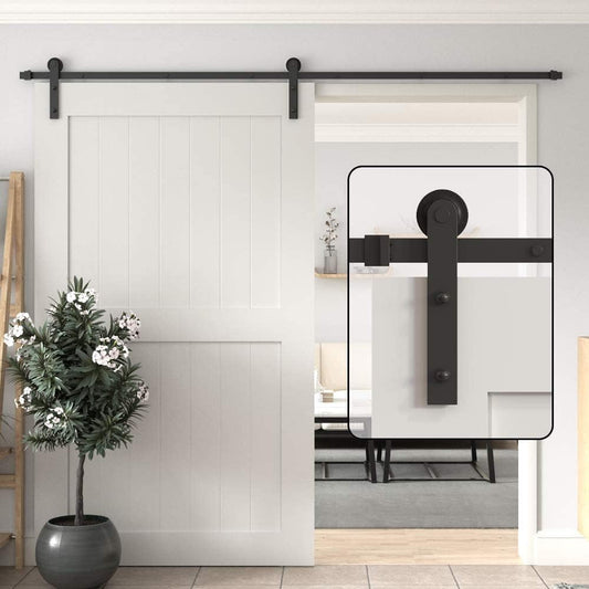 Robustline Black Straight Design Sliding Roller Barn Single Wood Door Hardware Closet Track Kit Set (3 Mtr 10 Foot)