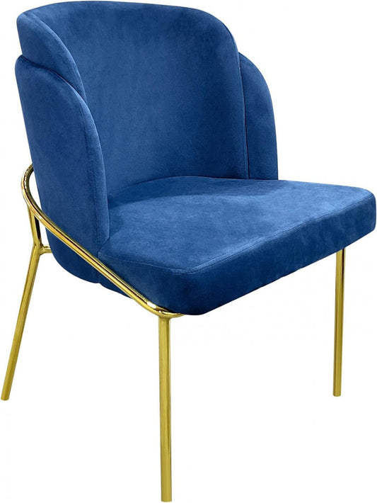 Maple Home Dining Chairs Velvet Cushion Seat Chair, Stainless Steel Golden Legs Dining Room Chair Blue