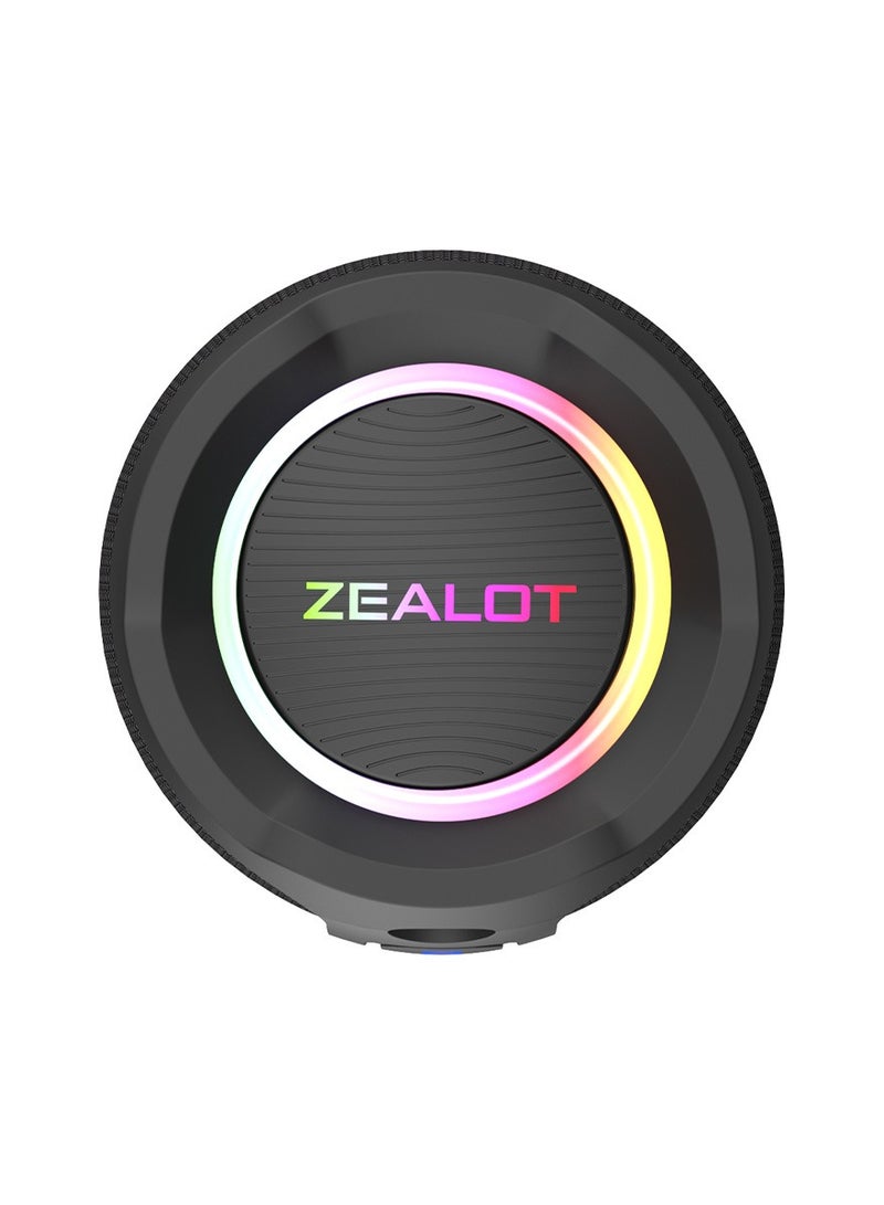 ZEALOT S49 20W Bluetooth Speaker, Loud Stereo Dual Pairing Portable Subwoofer, For Outdoor/ Home/ Party/ Gift, Support AUX/ USB/ TF Card/ Wireless Connect, Waterproof IPX5 3600mAh Battery For Long Playtime