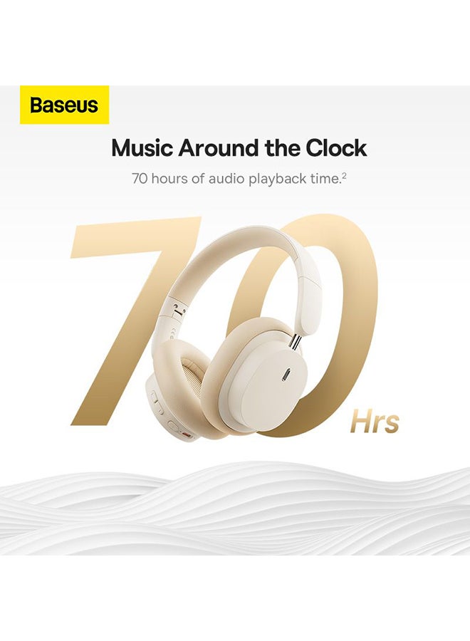 Bowie D05 Wireless Headphones with HiFi Stereo Sound, Deep Bass, 3D Spatial Audio, Bluetooth 5.3 for Stable Low-Latency Connection, Up to 70 Hours Battery Life, Foldable Lightweight Design, Wired & Wireless Modes, Customizable EQ, App Integration, Comfortable Fit for Gaming, Music & Travel (Creamy White) Creamy White