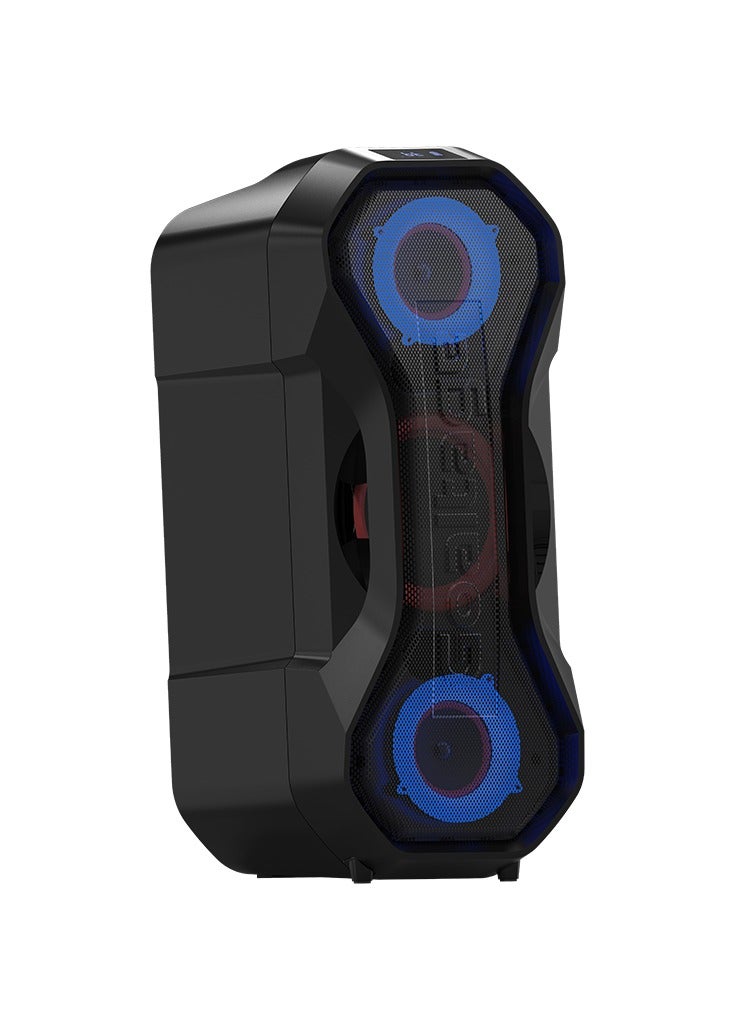 Goaltage SP15 BassFusion Party Speaker including Wireless Microphone, Multiple Connections, RGB Lights,TWS Functionality and Splash Proof Design