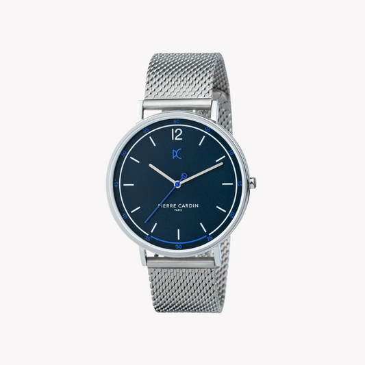 Pierre Cardin Men's Silver Stainless Steel Watch, Blue Dial | CBN.3006-0