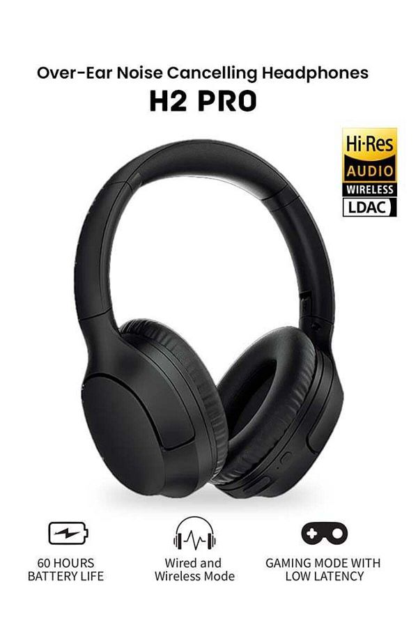 QCY H2 Pro Wireless Over-Ear Headphones, 43dB Hybrid Active Noise Cancellation, BASS Mode Enhanced Music