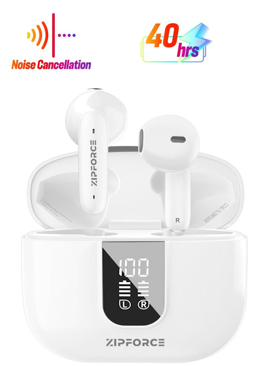 ZIPFORCE True Wireless Earbuds, In-Ear Bluetooth 5.3 Headphones 4-Mics ENC Clear Call, Bluetooth Earbuds Touch Control 40 Playtime, IPX6 Waterproof TWS, Light-Weight Earphones