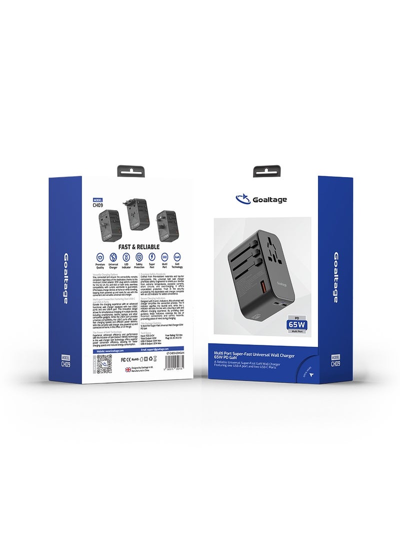 Wall Charger 65W Travel & Safety Protection and Multi-Port Functionality