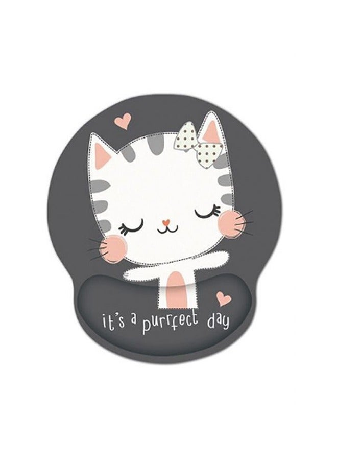 Ergonomic Mouse Pad with Wrist Support, Non-Slip Rubber Base Mousepad, for Home Office Gaming Working Computers Laptop, Easy Typing, Pain Relief, Memory Foam Rebound (Cute Cat)