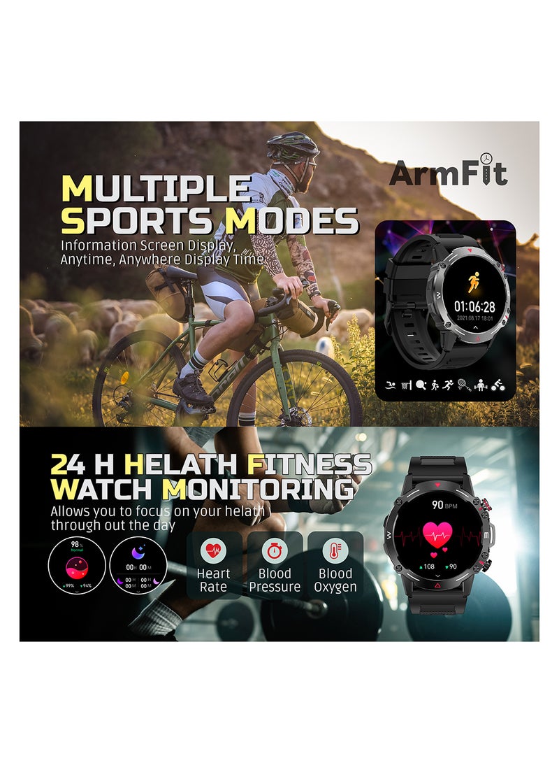 Hulk Smartwatch For Men, AMOLED Always On Display Bluetooth Calling Waterproof Fitness Watches Compatible With Android iOS Black