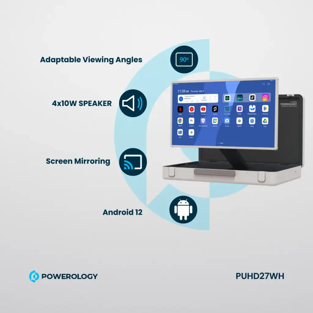 [PUHD27WH] Powerology 27" Android Briefcase Display - White