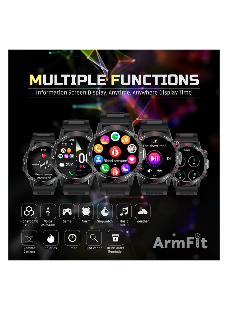 Hulk Smartwatch For Men, AMOLED Always On Display Bluetooth Calling Waterproof Fitness Watches Compatible With Android iOS Black