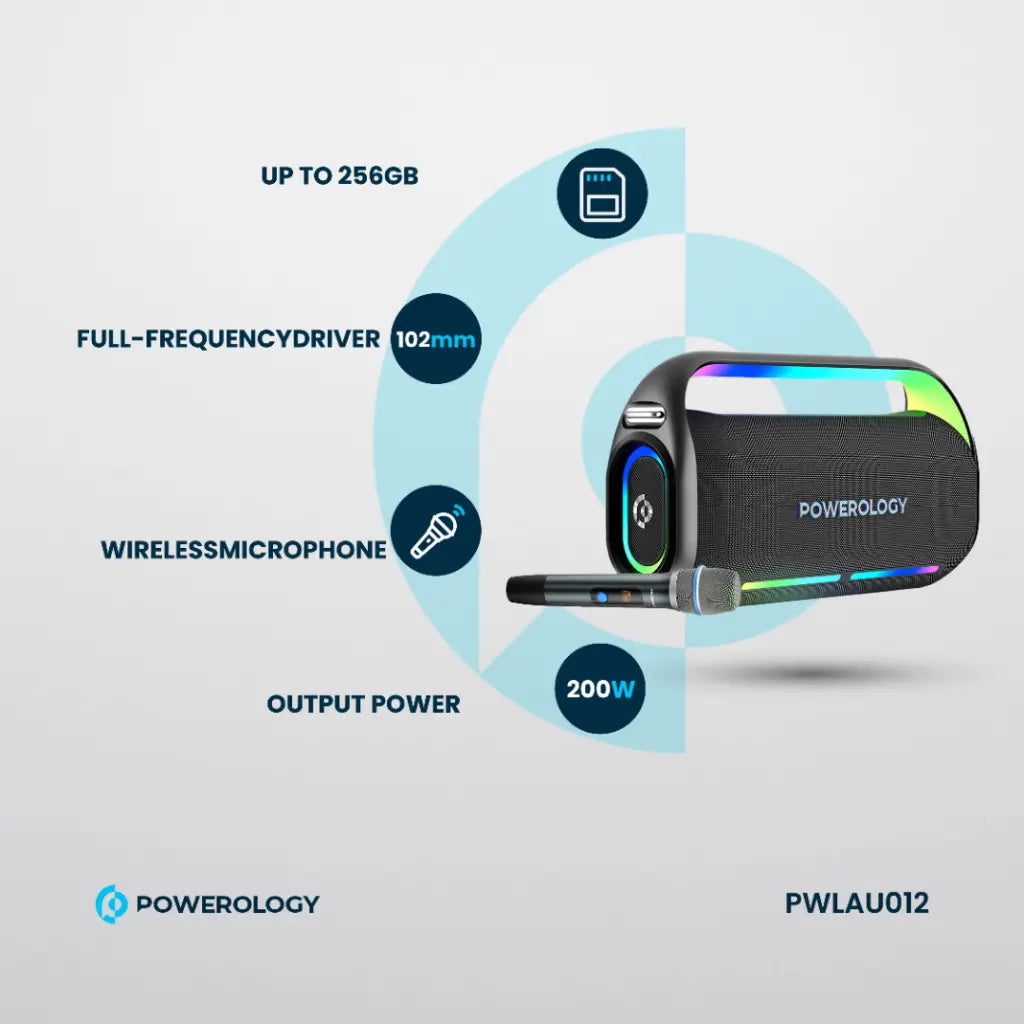 [PWLAU012] Powerology Deep Bass Party Speaker - Black