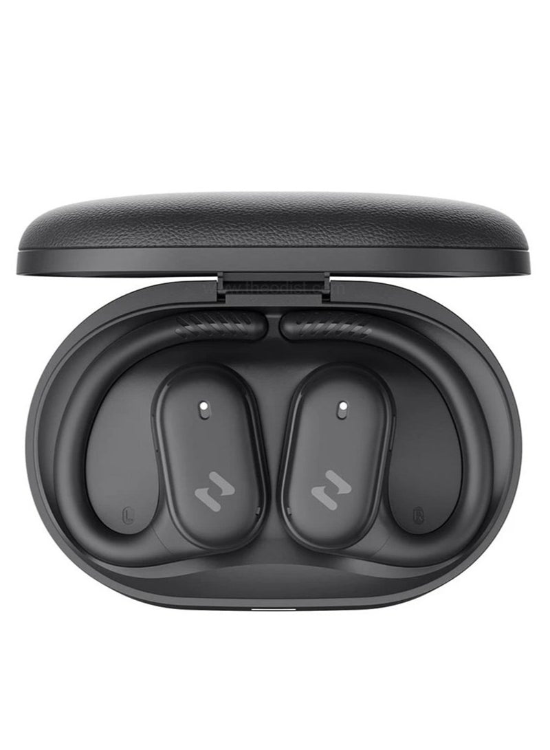 Open-Ear Wireless Earbuds with 64H Playtime, 8.5H Single Charge, Bluetooth 5.4, Dual ENC Mics for Clear Calls, 14.2mm Drivers, IPX5 Waterproof, Type-C Charging, Hall Switch Auto Pairing, Lightweight Secure Fit for Workouts, Travel, Music, and More (Black)