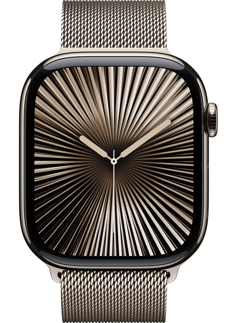 Apple Watch Series 10 GPS + Cellular 46mm Natural Titanium Case With Natural Milanese Loop
