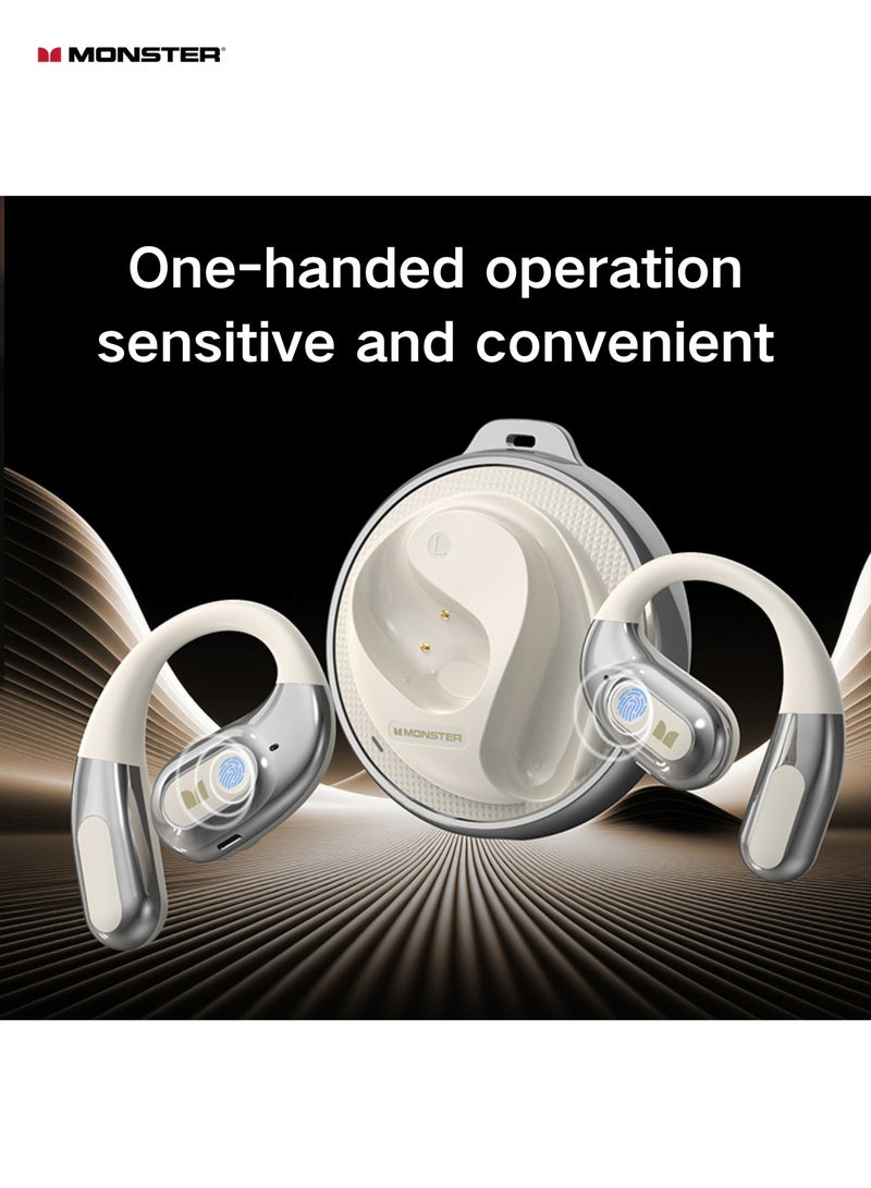 Monster AC330 Bluetooth Earbuds – Open-Back Design, IPX5 Waterproof, 24-Hour Battery Life, Noise-Canceling, Low Latency for Sports and Outdoor Activities
