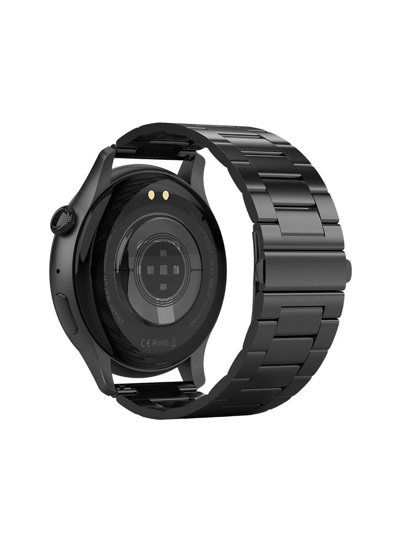 SW03 Euphoria Smart Watch with Water Resistant, AMOLED Display, and Sleep, Heart Rate, Pressure, and Oxygen Monitoring - Black
