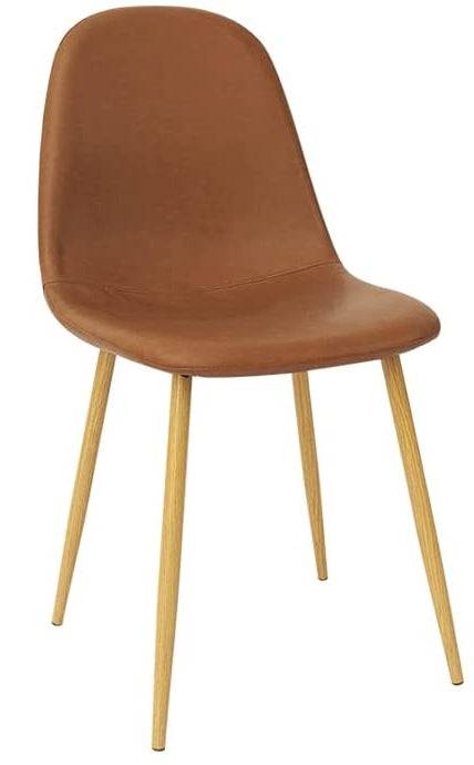 Washable PU Cushion Seat Back, Mid Century Metal Legs for Kitchen Dining Room Side Chair Brown, Dining Chairs