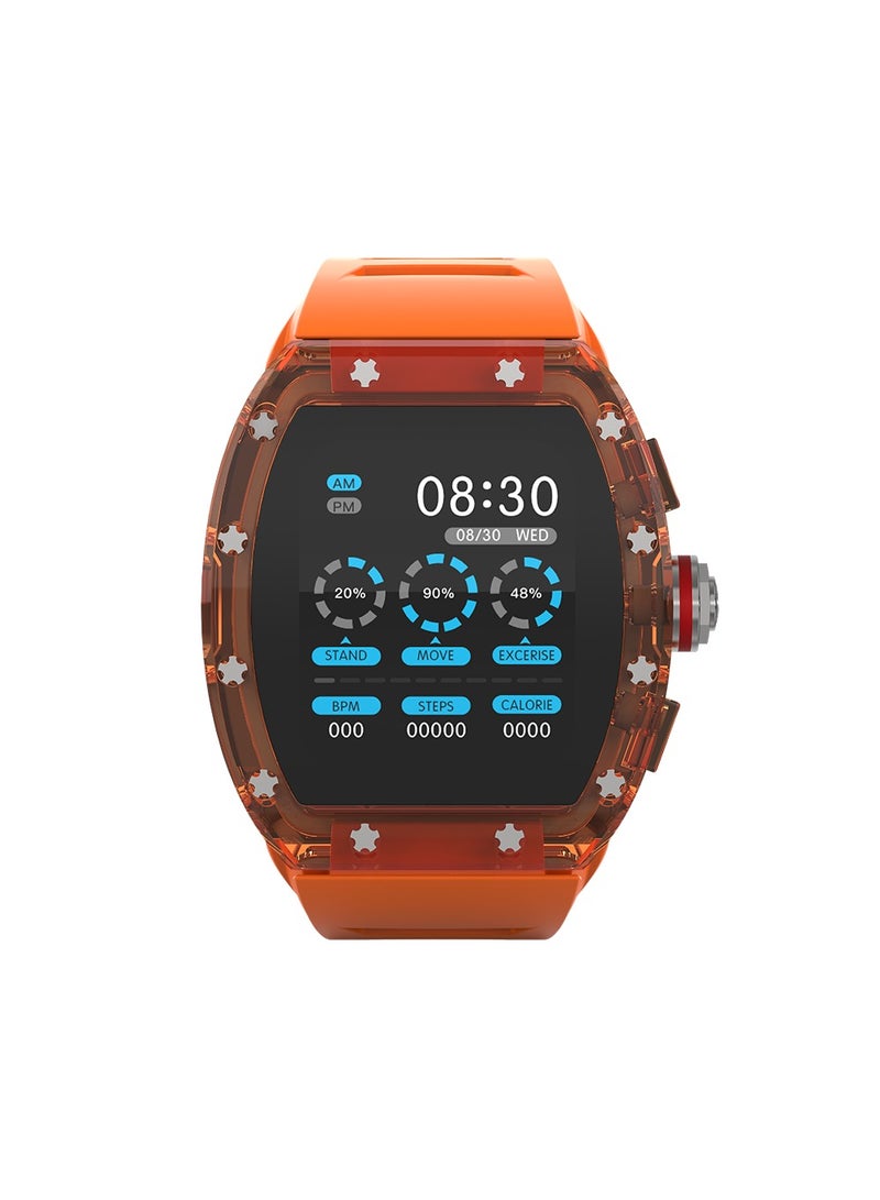 SW01 Lucid Smart Watch with Water Resistant, NFC Payment, and Sleep, Heart Rate, Pressure, and Oxygen Monitoring - Orange
