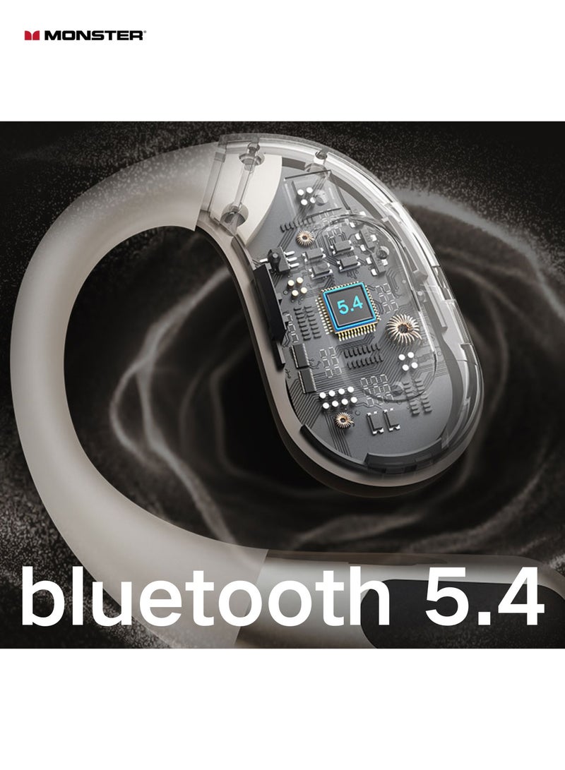 Monster AC330 Bluetooth Earbuds – Open-Back Design, IPX5 Waterproof, 24-Hour Battery Life, Noise-Canceling, Low Latency for Sports and Outdoor Activities