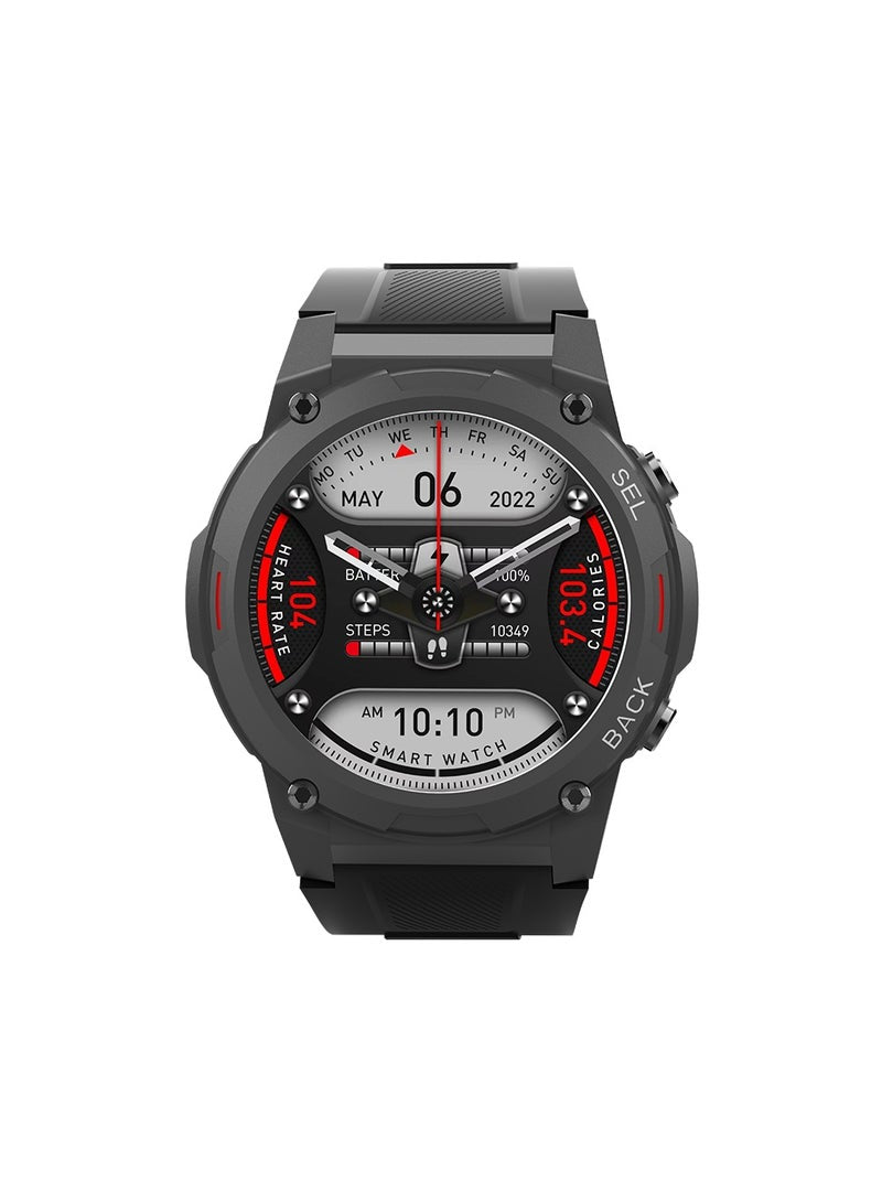 SW04 Impulse Smart Watch with Water Resistant, AMOLED Display, AOD Clock, and Sleep, Heart Rate, Pressure, and Oxygen Monitoring - Black