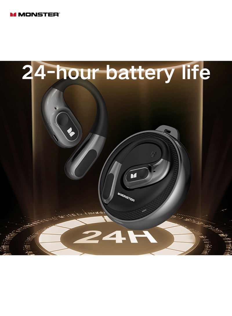 Monster AC330 Bluetooth Earbuds – Open-Back Design, IPX5 Waterproof, 24-Hour Battery Life, Noise-Canceling, Low Latency for Sports and Outdoor Activities