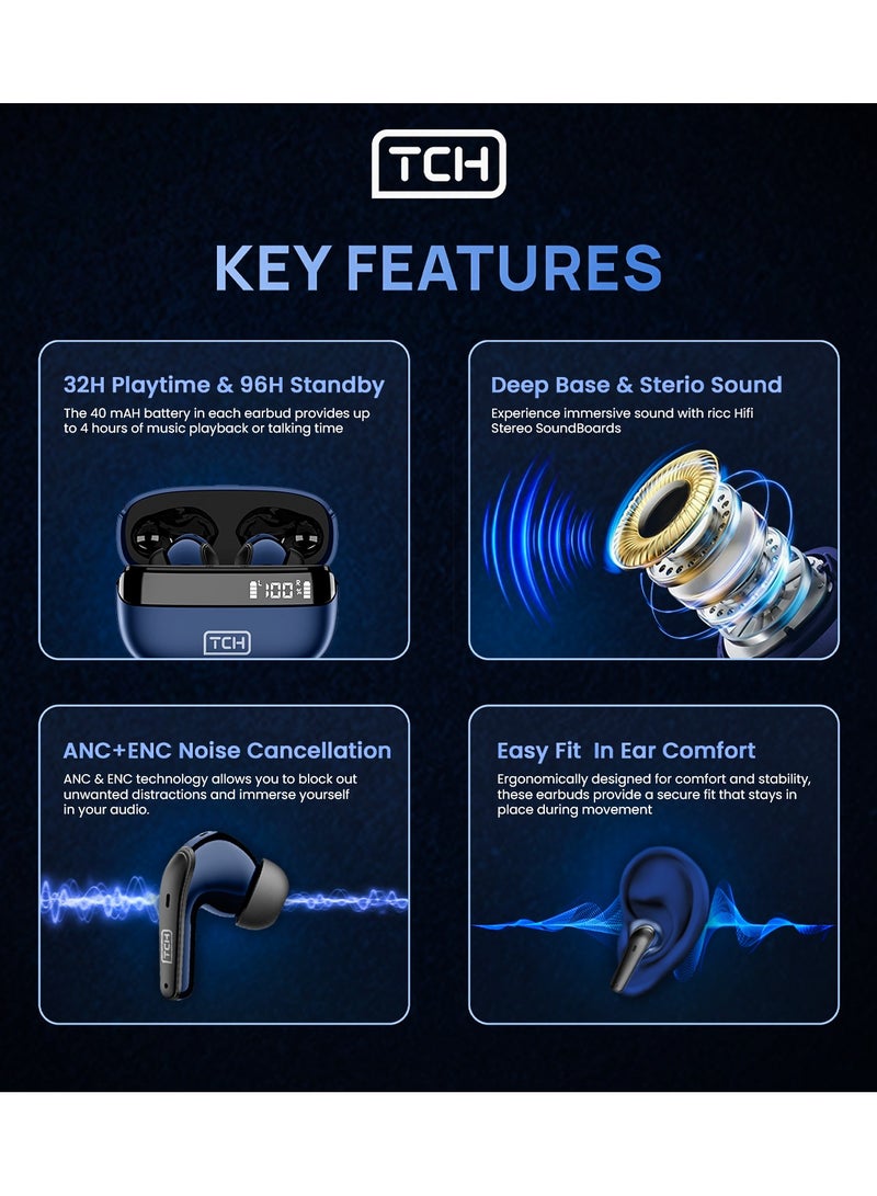 L10 ANC" Wireless Earbuds - Active Noise Cancellation, HiFi" Audio Sound Quality, Powerful Bass, Bluetooth with AI Calls, 4 Mics, IPX4 Waterproof, 8H Battery Life, LED Display, Smart Touch Controls
