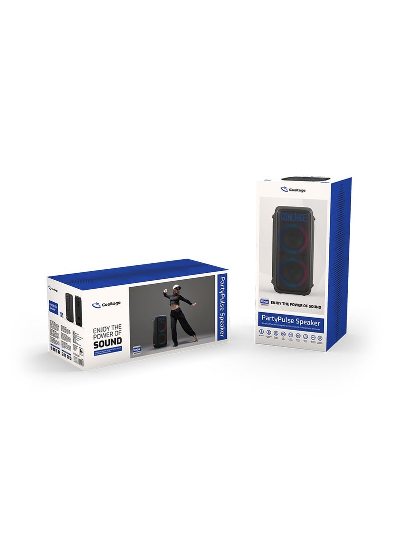 SP13 PartyPulse Party Speaker including Remote Control and Wireless Microphone with High-Power Wireless Bluetooth Connection