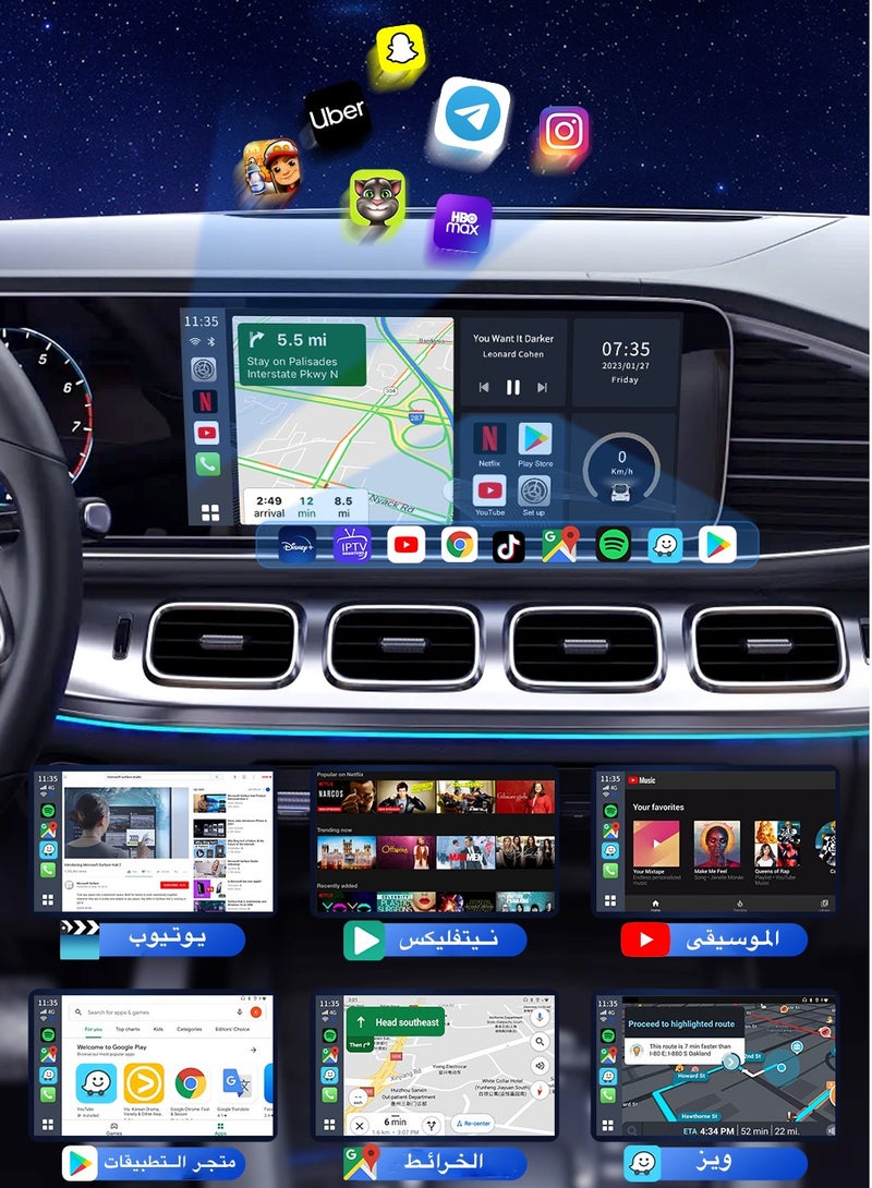 Led CarPlay Android 13 4+64GB/8+128GB smart systems ai Box QCM 6225 4g 64g wireless Android Auto CarPlay Youtube Netflix tv box for 98% car GMC Mazda Camry Hyundai Audi