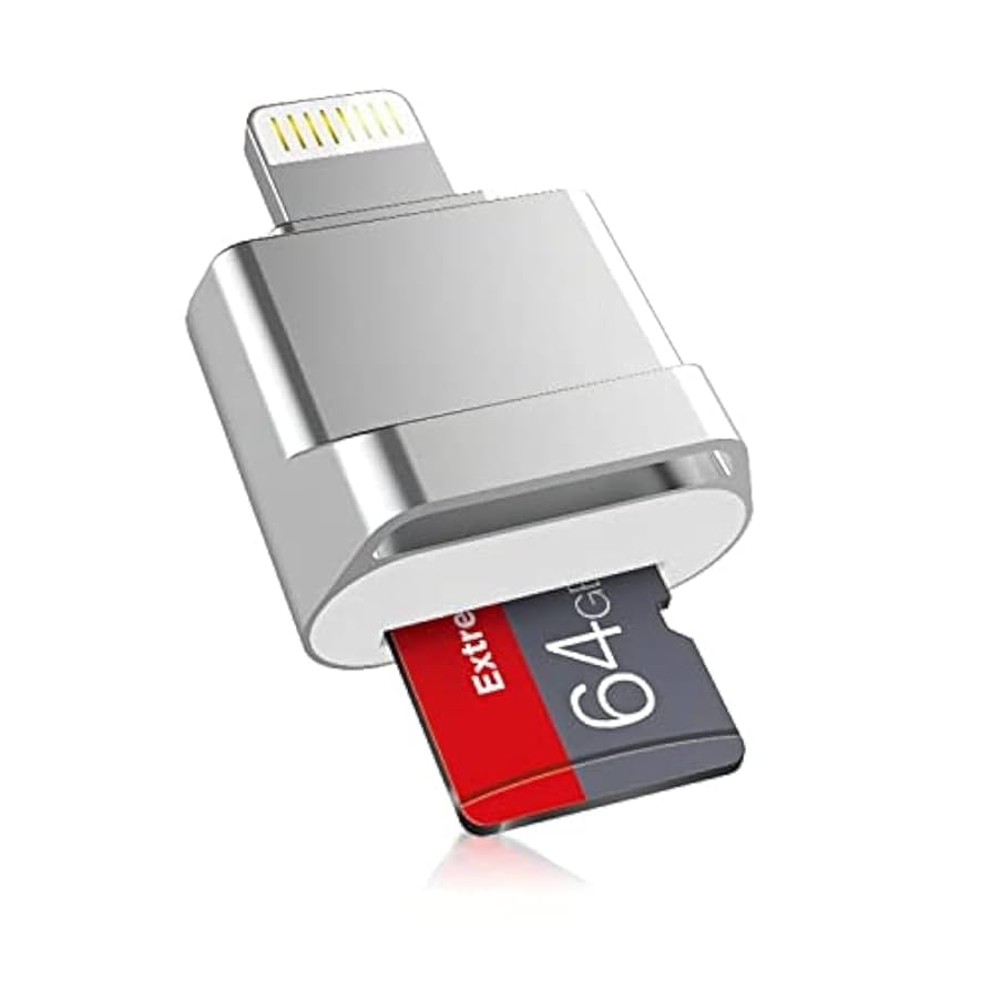 MFi-Certified SD/TF Card Reader for iPhone &amp; iPad – Lightning OTG Memory Card Adapter for iPhone 14/13/12/11, iPad