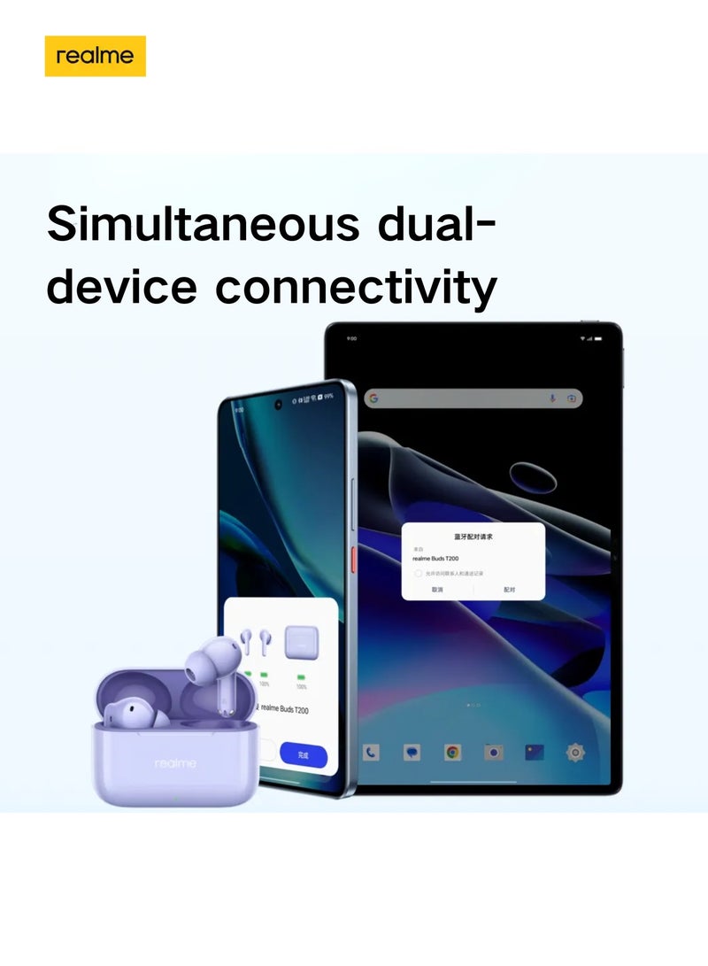 Buds T200 Premium ANC Earbuds. Hi-Res Audio, Dual Connect, IP55, 3D Audio, 30H Battery. Your Sound, Uninterrupted. blue
