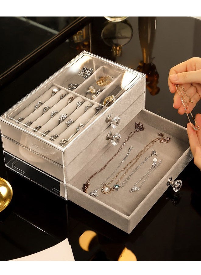DUNISO Multi-functional Jewelry Storage Boxes And Organizers for Women Girls Velvet Flannelette Earrings Rings Necklace Bracelets Jewelry Tray Storage Case