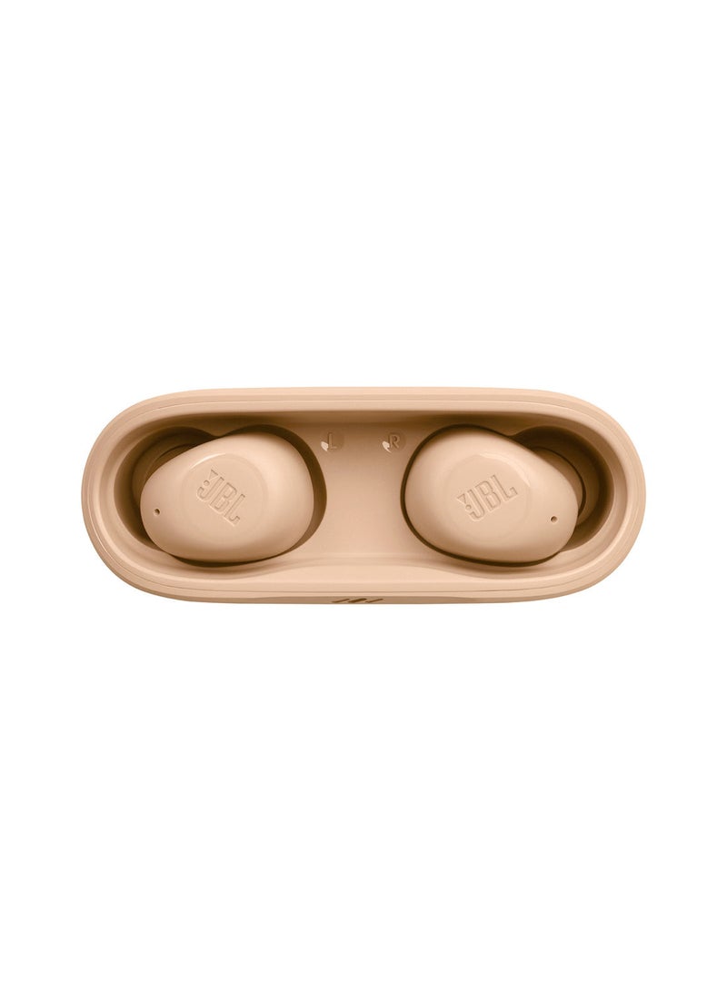Wave Buds True Wireless Earbuds Deep Bass Comfortable Fit 32H Battery Smart Ambient Technology Hands Free Call Water And Dust Resistant Beige