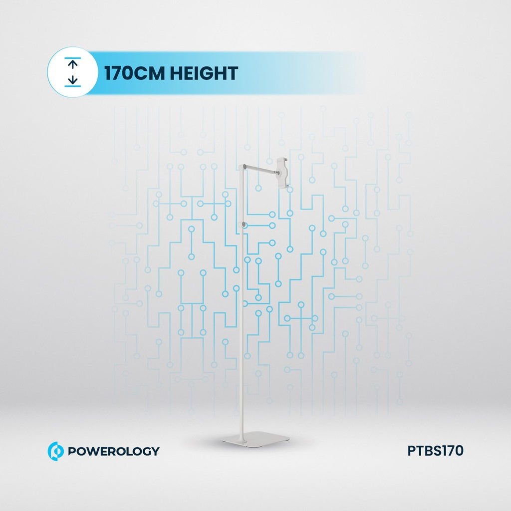 [PTBS170WH] Powerology Multi-Joint Floor Stand Metal Base Phone & Tablet - White