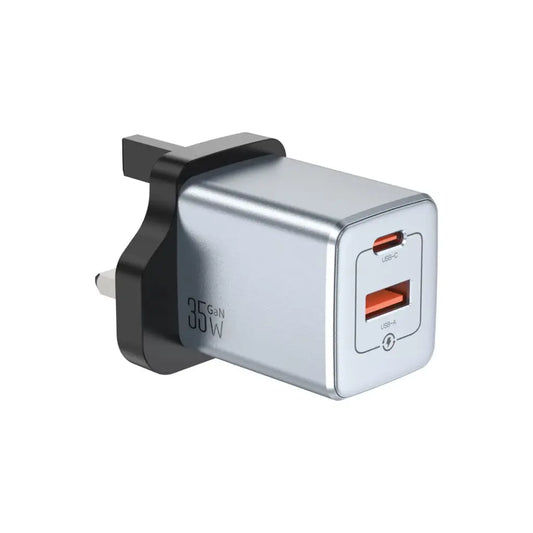 [GNGAN35WUKGY] Green Lion GaN Premium UK Plug Wall Charger - Gray 