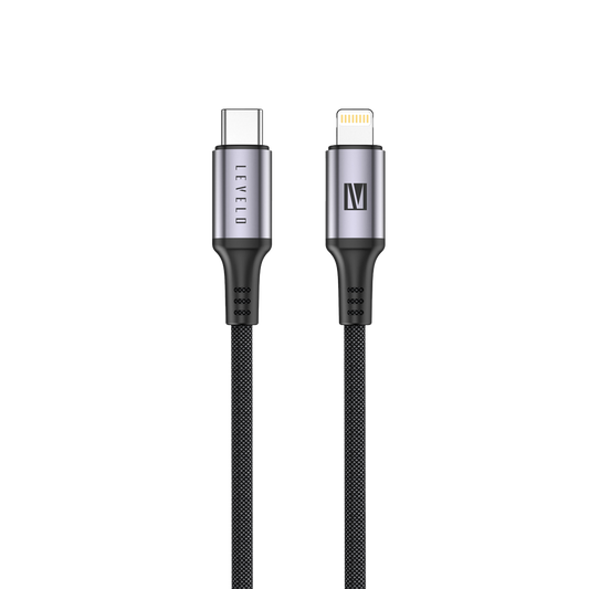Levelo Otto USB C to Lightning 30W Leather Cable - Black