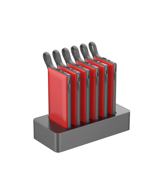 [PPBCHA01-RD] Powerology 6 in 1 10000mAh Power Bank Station with Built-in Lightning, Micro USB, Type-C Cable (Red)