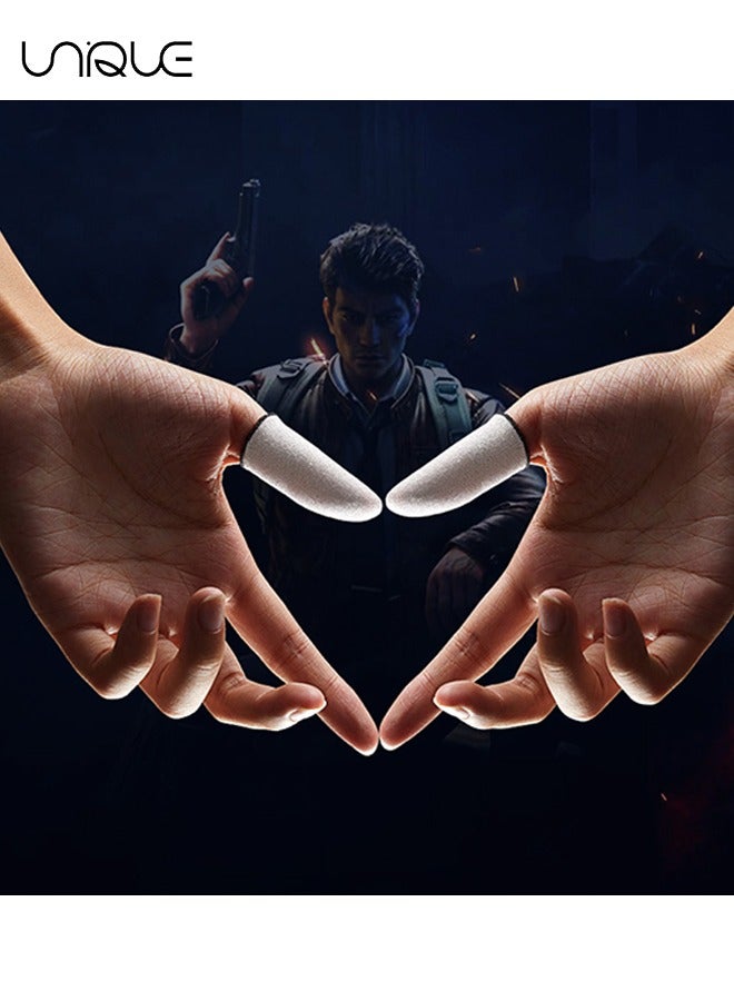 4 Piece Gaming Finger Sleeve Gloves - Gaming Finger Sleeve 0.3mm Fiber Seamless Thumbtip Sleeve for Mobile Gaming Sweat Resistant for PUBG/Cod/LOL/ROS Gaming Finger Sleeve (with Box)