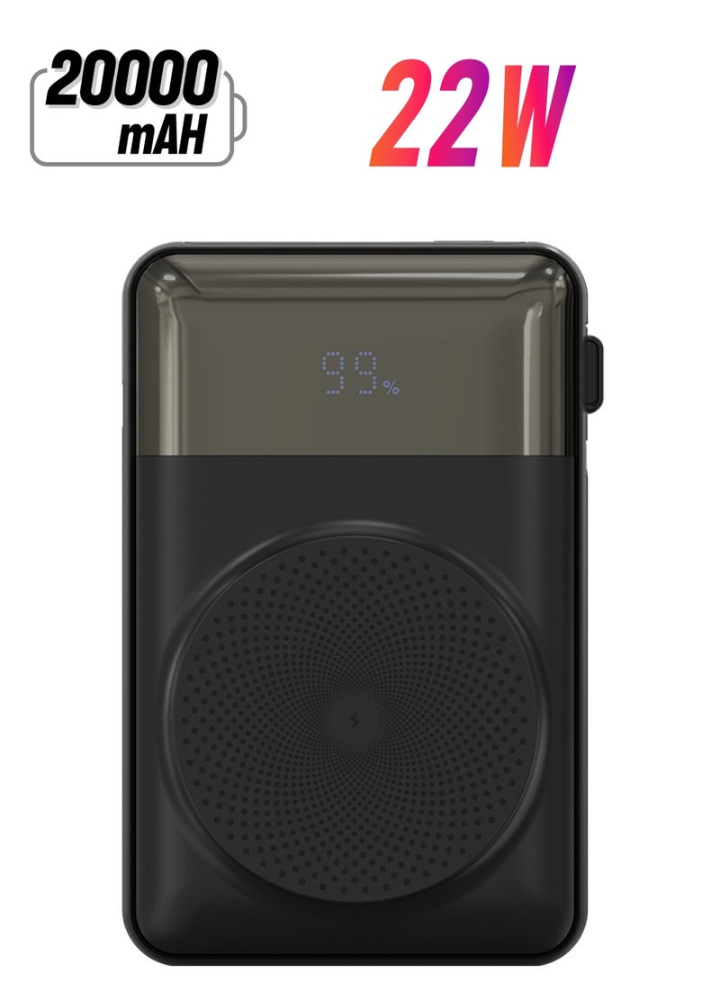 PB11 FlexCharge 20K Power Bank 22W with Built-In Cable, Power Indicator, Quick Wireless Charging, Multi-Port and Stand Functionality