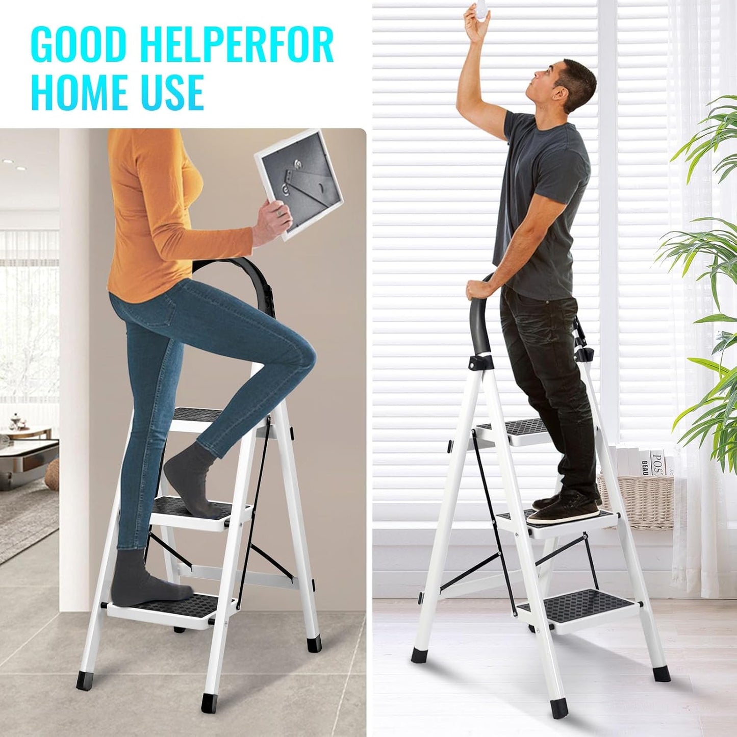 SKY TOUCH Foldable Step Stool – Anti-Slip Plastic Footstool for Kids &amp; Adults, Lightweight &amp; Portable (Height: 39 cm)