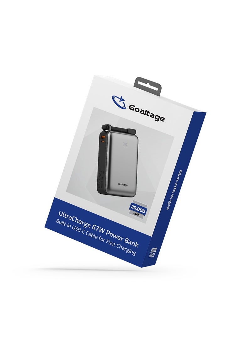 UltraCharge 20K Power Bank Built-in USB-C Cable & Mini Display, 67W Fast Charging, Portable Charger for iPhone 16/15, MacBook Pro/Air