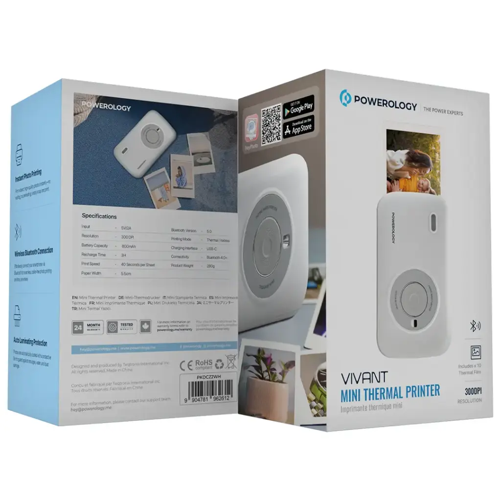 [PKDCZ2WH] Powerology Vivant Mini Thermal Printer - White