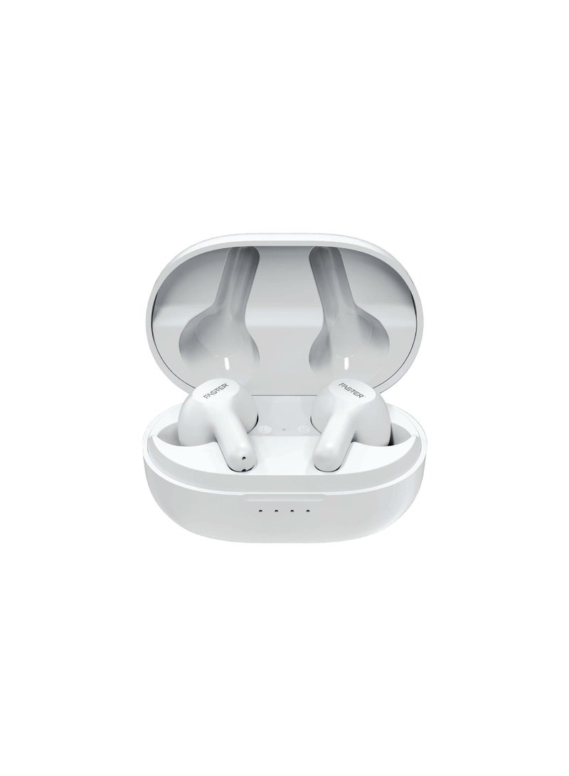 Faster S50 Wireless Earbuds with Active Voice Assistant - 6 Hours Playtime - HiFi Stereo Sound - Bluetooth Earphones with Ultra-Low Latency - IPX5 Sweat & Splash Proof - For Exercise, Gym - Compatible with iPhone & Android (White)