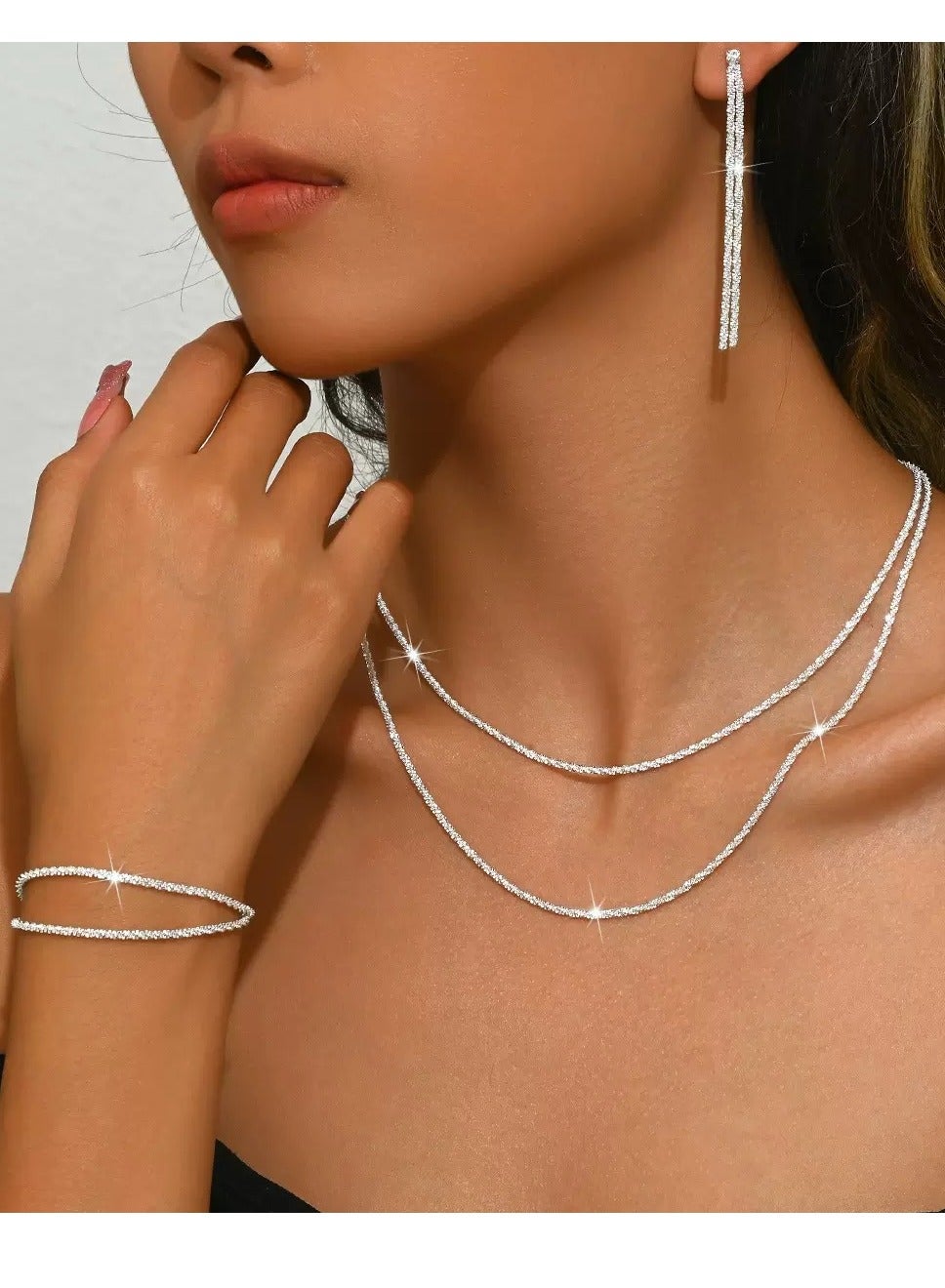 925 Sterling Silver Jewelry Set Elegant for Bridal Look Ideal as Wedding Gifts Trendy Accessories
