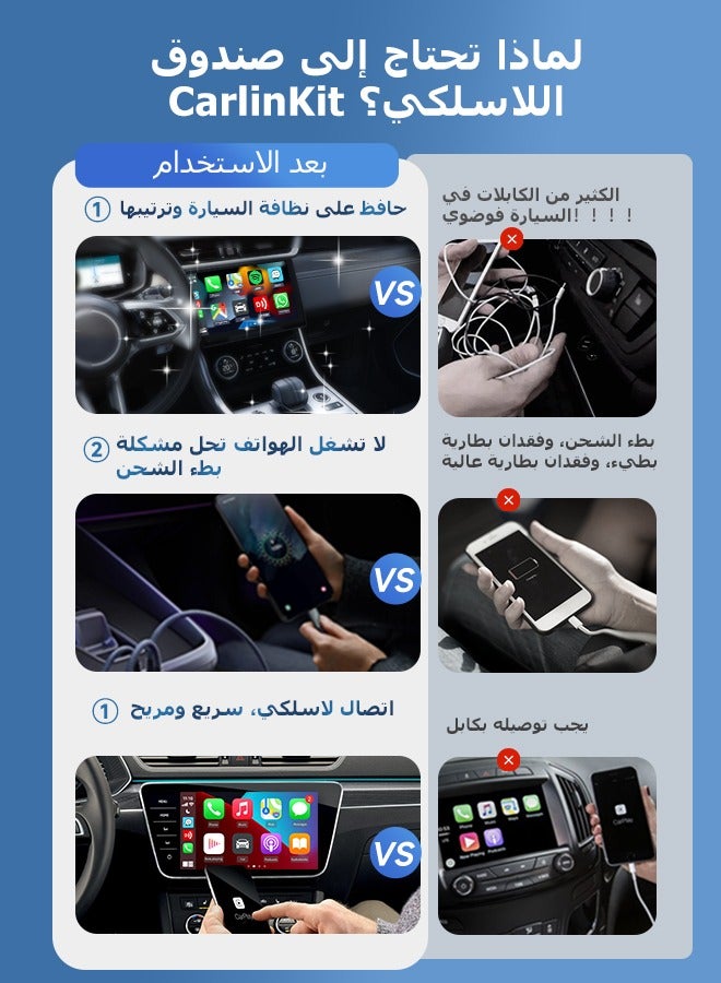 CarlinKit 5.0 Wireless CarPlay Mini Adapter Android Auto Dongle Wired To Wireless Car Play Box 5GWifi Bluetooth Auto Connect FOTA