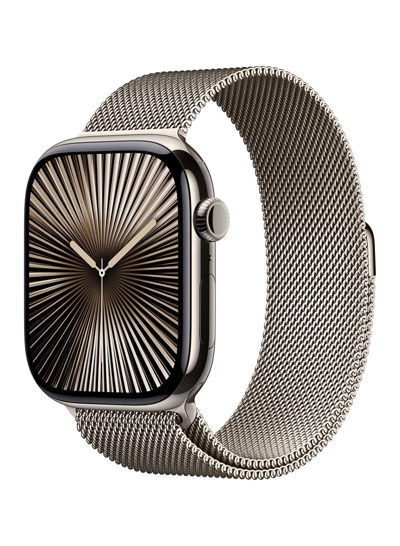 Apple Watch Series 10 GPS + Cellular 46mm Natural Titanium Case With Natural Milanese Loop